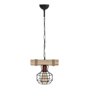 Φωτιστικό οροφής Lumenia Megapap E27 ξύλινο - μεταλλικό μονόφωτο χρώμα φυσικό - μαύρο 25x14x80εκ.