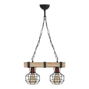 Φωτιστικό οροφής Lumenia Megapap E27 ξύλινο - μεταλλικό δίφωτο χρώμα φυσικό - μαύρο 40x14x80εκ.