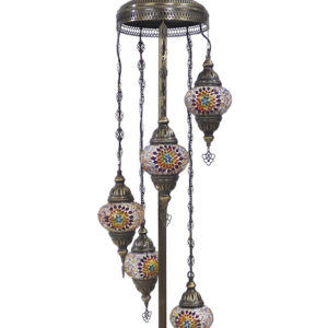 ORIENTAL 5/L FLOOR LAMP ΔΑΠΕΔΟΥ ΒΙΤΡΩ  BRONZE-ΠΟΛΥΧΡΩΜΟ ΓΥΑΛΙ