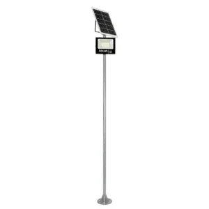 GLOBOSTAR® HELIOS-280 GLB-000-0001 Μεταλλικός Γαλβανισμένος Στύλος Φωτισμού για Φωτοβολταϊκό Προβολέα Εξωτερικού Χώρου – Ασημί Γαλβανιζέ – Μ35 × Π25 × Υ280cm