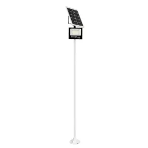 GLOBOSTAR® HELIOS-280 GLB-000-0004 Μεταλλικός Γαλβανισμένος Στύλος Φωτισμού για Φωτοβολταϊκό Προβολέα Εξωτερικού Χώρου – RAL 9016 Λευκό Ματ – Μ35 × Π25 × Υ280cm