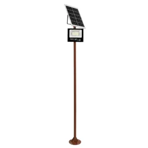 GLOBOSTAR® HELIOS-280 GLB-000-0005 Μεταλλικός Γαλβανισμένος Στύλος Φωτισμού για Φωτοβολταϊκό Προβολέα Εξωτερικού Χώρου – RAL 8004 Corten Καφε Ματ – Μ35 × Π25 × Υ280cm