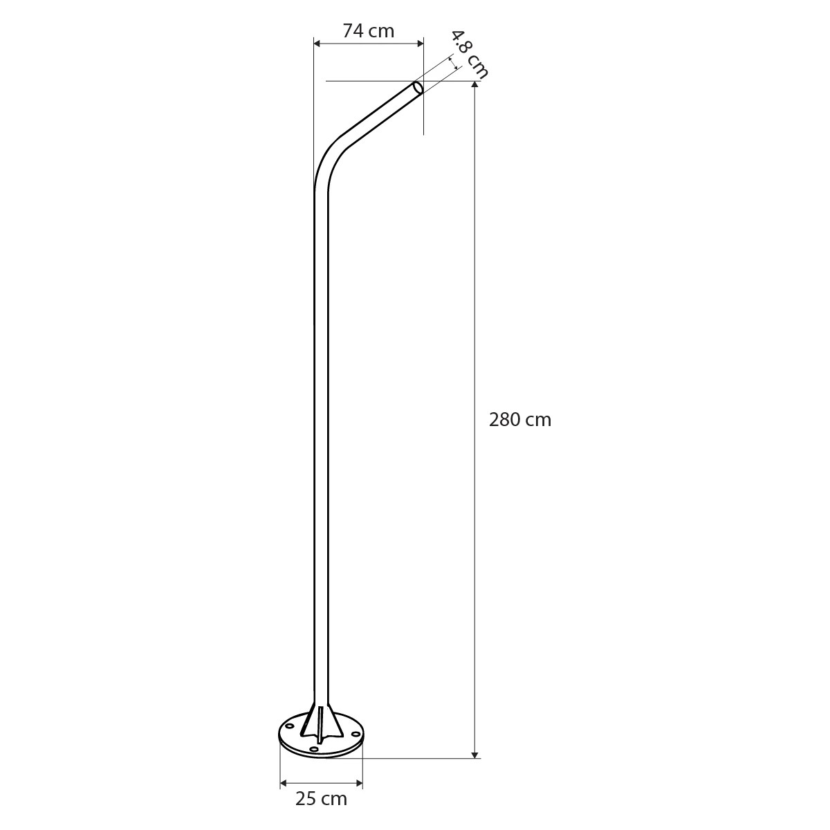 GLOBOSTAR® URBANO-280 GLB-000-0007 Μεταλλικός Γαλβανισμένος Στύλος Φωτισμού για Φωτοβολταϊκό Φωτιστικό Δρόμου Εξωτερικού Χώρου - Ασημί Γαλβανιζέ - Μ84 x Π25 x Υ280cm - Image 4
