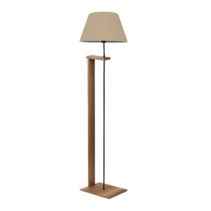 Φωτιστικό δαπέδου Moris Megapap MDF – ύφασμα PVC χρώμα καρυδί – μπεζ Φ38×150εκ.