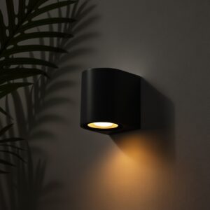 kelvo® MURANO KLV-101-0012 Φωτιστικό Τοίχου / Απλίκα για Λάμπα MR16 με Ντουί GU10 AC 220-240V Αδιάβροχο IP65 – Μαύρο Ματ – Μ8 x Π8 x Υ7cm