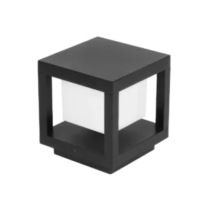 GLOBOSTAR® PRISM GLB-103-0017 Φωτιστικό Κολωνάκι Κήπου LED 10W 900lm 90° AC 220-240V Αδιάβροχο IP65 Θερμό Λευκό 2700K – Sanan SMD Chip – Μαύρο Ματ – Μ15 x Π15 x Υ16cm – 3 Χρόνια Εγγύηση